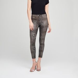 L’Agence Margot High Rise Foil Jean in Black Croc